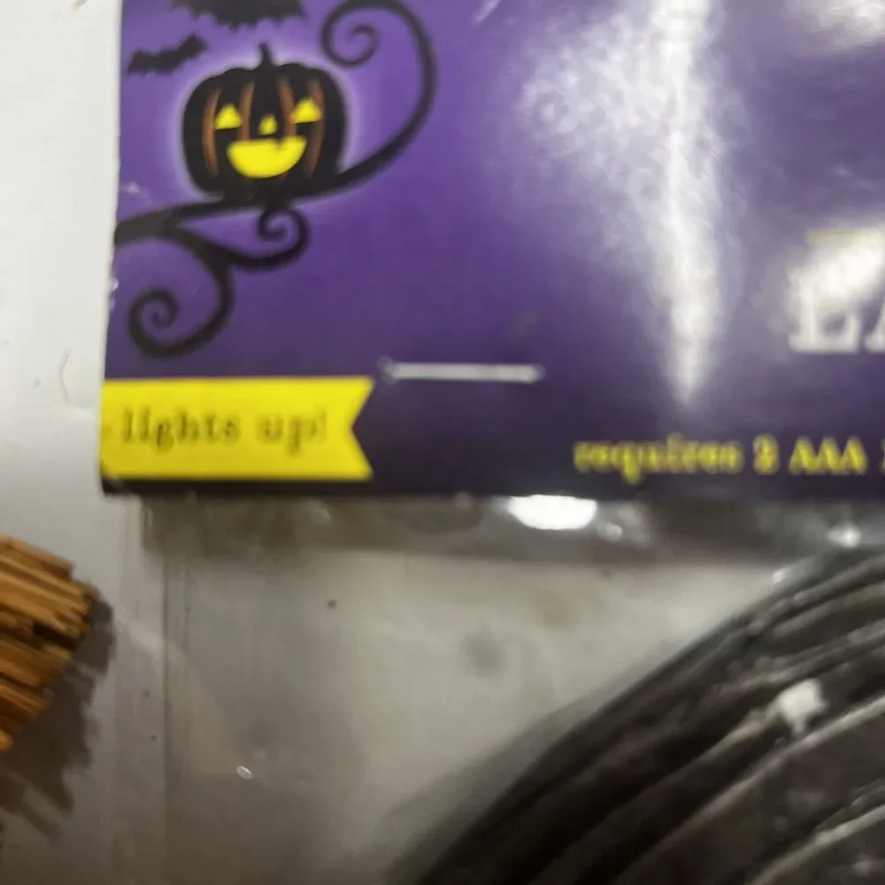 Lot of 3 Halloween Party Decor Skeleton Lantern, Fright Tape, Witch Hat Picks